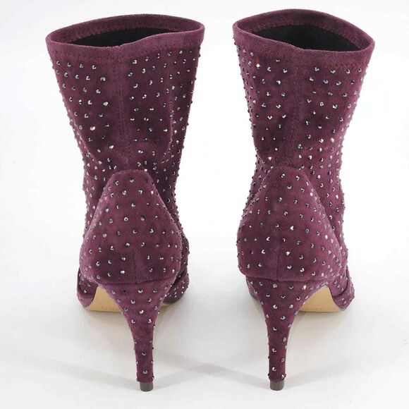 New Charles David Personal Rhinestone Booties Ankle Boots Women 5 Purple Suede - Picture 7 of 11